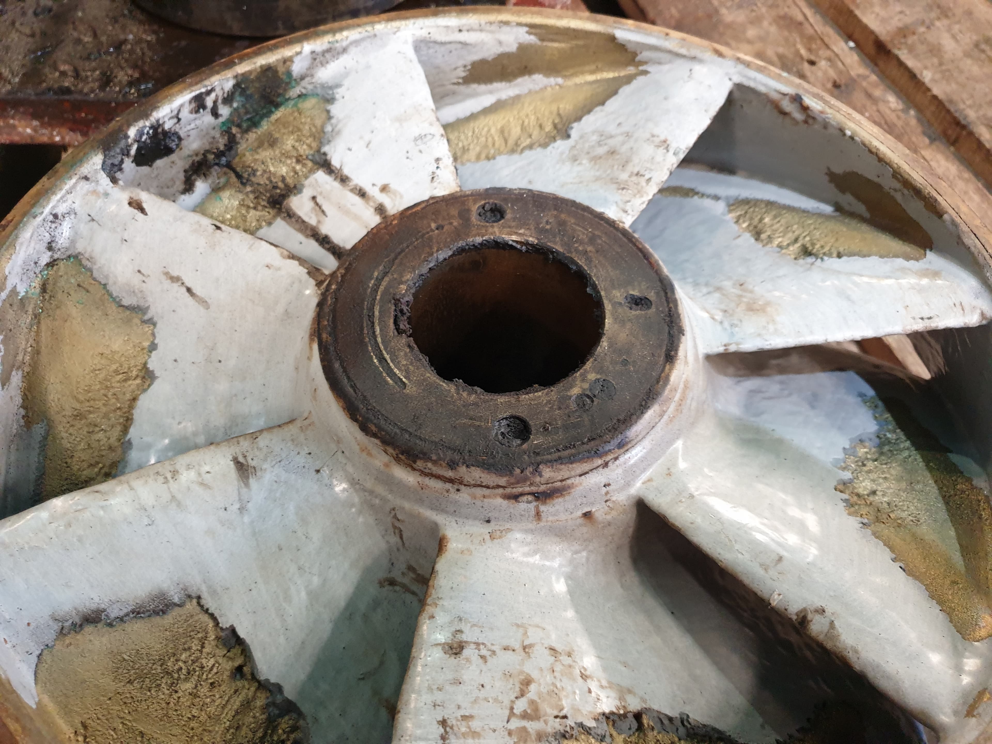Protection contre la corrosion et la cavitation d'une turbine de pompe - avant
